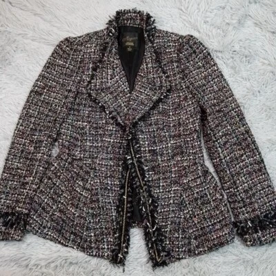 Blazer Mcginn Mujer 8 Multicolor Chaqueta Mezcla Lana Frente Abierto Abrigo Elegante Foto 1 de 4