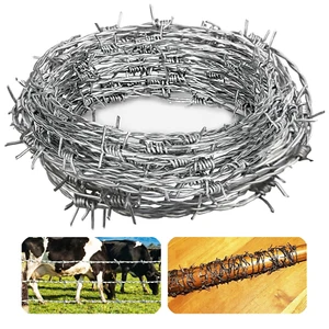 Alambre de púas Yowlieu de 4 puntos, rollo de alambre de púas real calibre 18 20 pies alambre de púas para F - Imagen 1 de 12