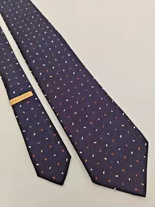 Corbata Bulgari Bvlgari 7 pliegues tejida seda diseñador patrón cacahuetes azul marino - Imagen 1 de 11