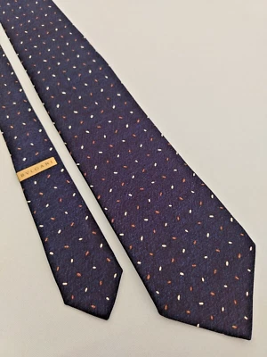 Bvlgari 7-секционный тканый шелковый дизайнерский галстук с узором арахис темно-синий галстук Bulgari - Изображение 1 из 4