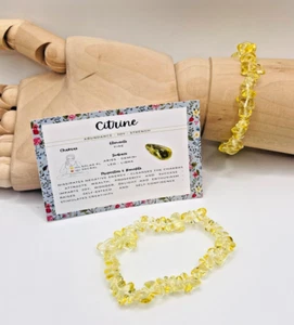 Citrine Crystal Chip Stone Bracelet Chakra Reiki Healing +card + gift bag - Picture 1 of 7