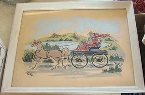 Carruaje Niko enmarcado de colección #6 impresión caballo domingo por el campo pareja de cortejo - Imagen 1 de 6