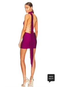 Khanums x REVOLVE Kara Diamante Trim Mini Dress Cranberry  Pearl S NWT $414 - Picture 1 of 5