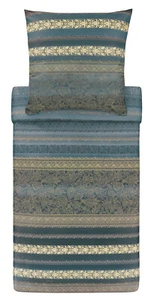 Bassetti Mako-Satin Bettwäsche 200x200 Ispica G2 argento grau Streifen Ornamente - Bild 1 von 2