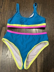 Beach Lingo Girls Bikini Bralette & High Waist Set Lagoon Size 16 Swimsuit New - Picture 1 of 4
