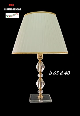   Lampada da Tavolo Elegante grande cristallo pigna 1 luce riporti oro  - Immagine 1 di 4