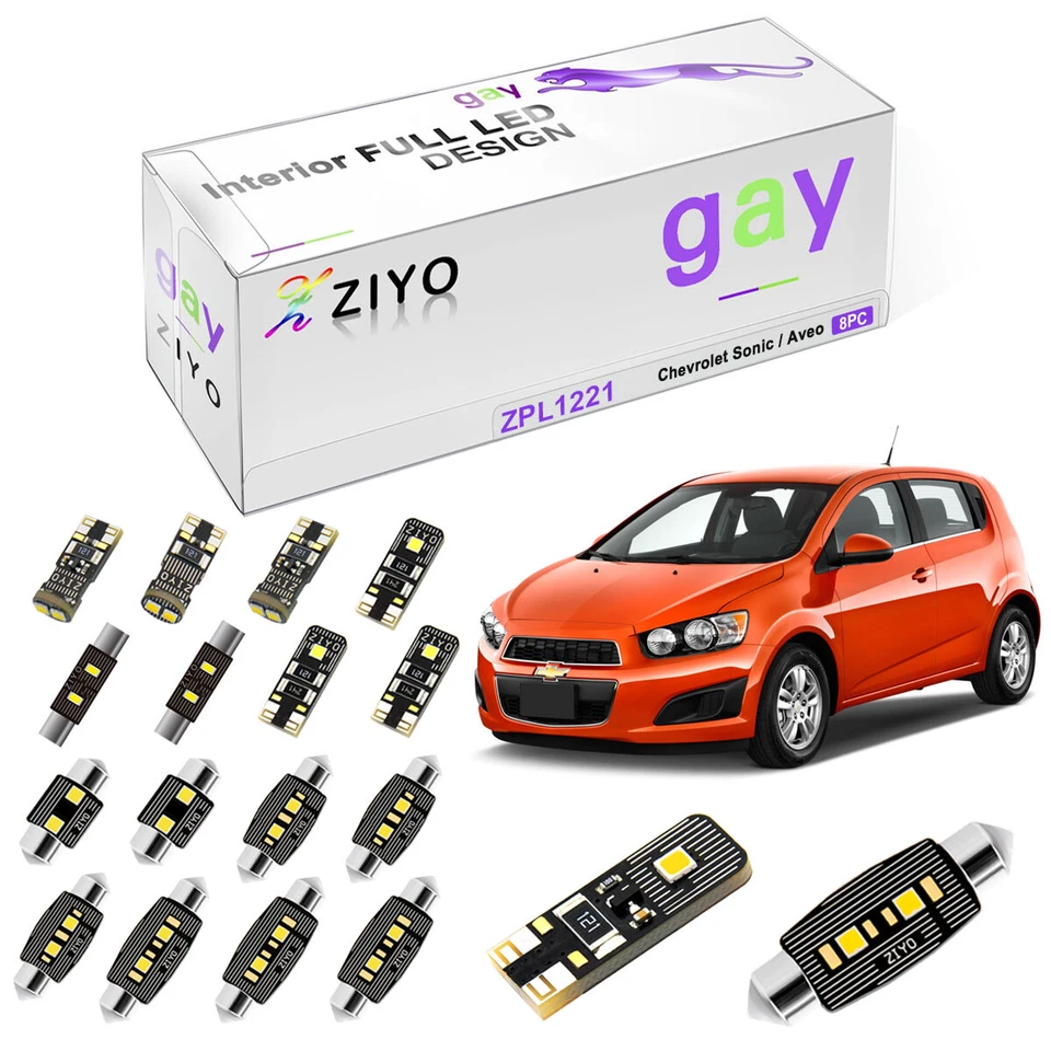 Kit de luces LED interiores blancas de lujo de 8 bombillas para Chevrolet Sonic / Aveo 2011-2020 Foto 1 de 4