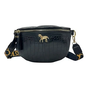 Vintage 00s Croc Embossed Vegan Leather Belt Bag City Waist Clutch Handbag NWOT - Picture 1 of 20