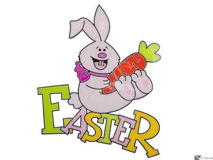 Velo Entretenimiento Conejito de Pascua Sosteniendo Zanahoria Decoración PVC 7" Ventana Adhesiva - Imagen 1 de 2