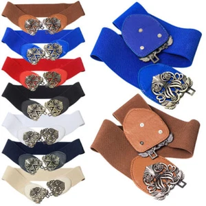 Womens Vintage Wide Waist Belts Ladies Cinch Elastic Stretch Waistband For Dress - Picture 1 of 13