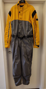 BMW Mens Motorcycle Suit Size L Large With Protection Pads Yellow & Grey Summer