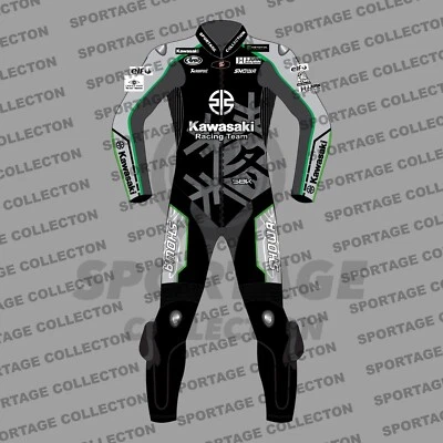 Customised Kawasaki Racing Team Motorcycle/Motorbike Biker's Leather Racing Suit - Image 1 of 4