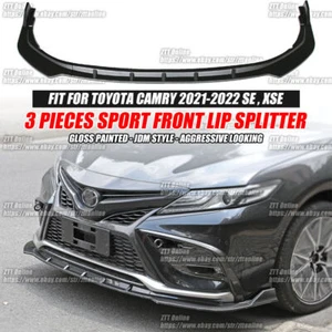 For 2021-2024 Camry SE XSE Sport Front Bumper Lip Splitter Body Kits Gloss Black - Picture 1 of 9