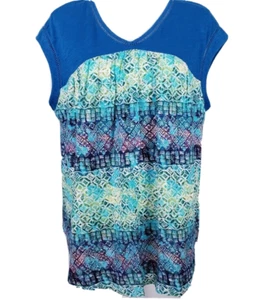 Westbound Women's Shirt XL Blue Green Geometric Print Rayon Cotton Sleeveless - Picture 1 of 12