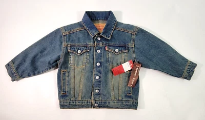 Chaqueta vaquera juvenil Levis talla 4 lavado mediano aspecto envejecido denim camionero algodón nueva con etiquetas Foto 1 de 4