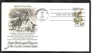 US SC # 1988 State Birds And Flowers ( Oklahoma ) FDC . Artcraft Cachet - Picture 1 of 1