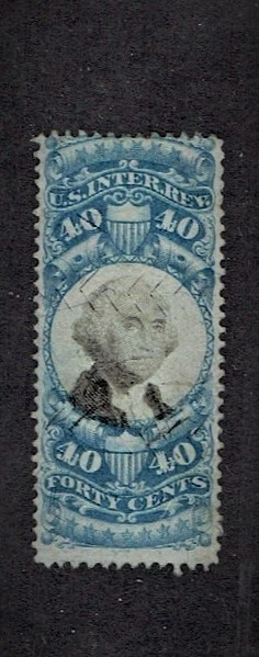 1871 U.S.Revenue 2nd Issue Docu 40c Blue & Blk Washington Sc#R114 Herringbone^ - Image 1 of 1