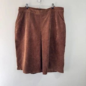 NWT CJ Banks Skirt 18W Cocoa Brown Corduroy Pleated A-Line Pockets Minimalist - Picture 1 of 9
