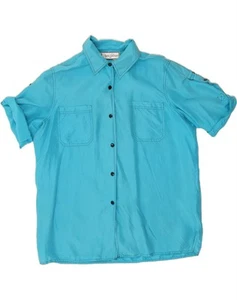 DIANE GILMAN Womens Short Sleeve Shirt UK 18 XL Blue CZ53 - Picture 1 of 3