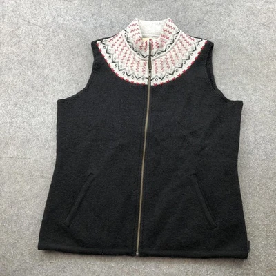 Chaleco Woolrich Vintage Mujer Grande Negro Lana Isla Justa Tejido Cremallera Suéter Cuello Foto 1 de 4