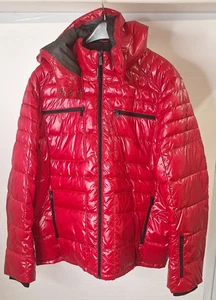 Calvin Klein Men's Size XXL Red Puffer Jacket Full Zip Hooded Zip Pockets - Picture 1 of 8