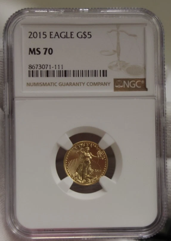 2015 US 1/10 Gold Eagle $5 NGC MS70 - Image 1 of 2