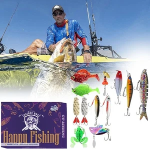 Fishing Advent Calendar, 12/24 Days Christmas Countdown Lures Set - Picture 1 of 13