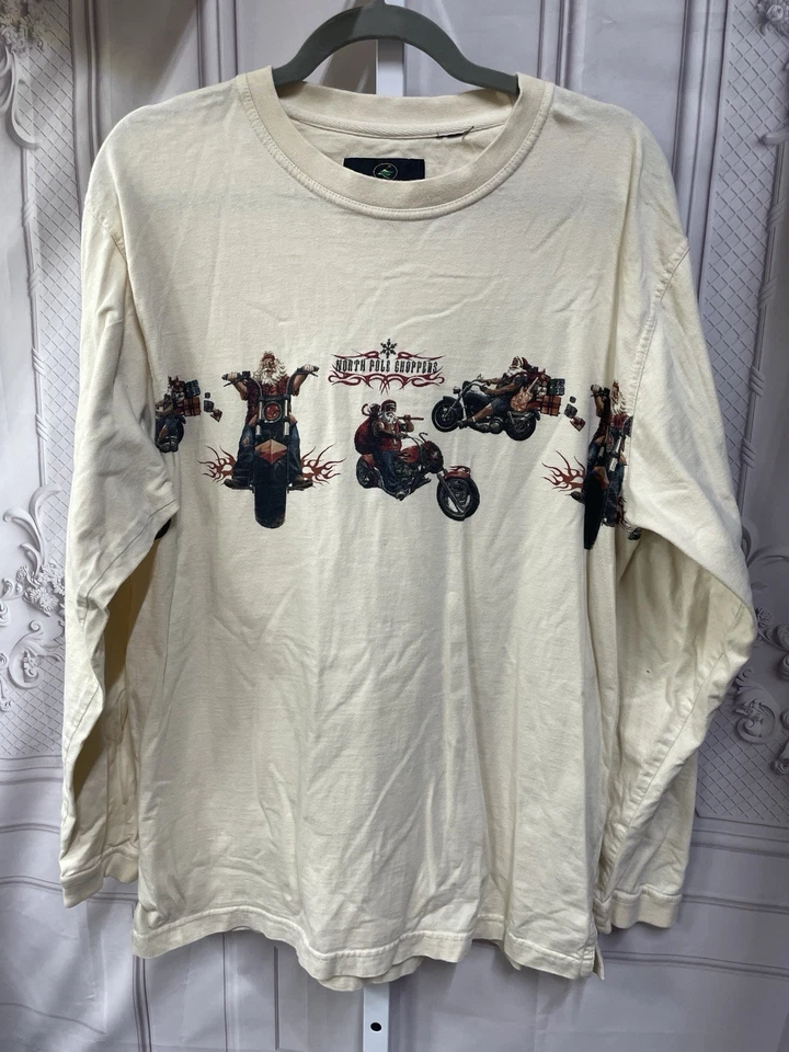 Camisa pelirroja para hombre North Pole Choppers Santa en motocicleta talla grande Foto 1 de 4