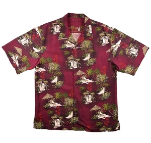 Tommy Bahama 100 % Seide Hemd Herren Large rot Pinguin Urlaub Camp Hawaii - Bild 1 von 13