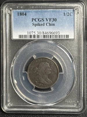 1804 Half Cent PCGS VF-30 BN Spiked Chin - Image 1 of 2