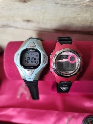 2 Vintage Timex 1440 Ladies Indiglo Watch  Black Resin Band 8 Works Rare! - Image 1 of 4