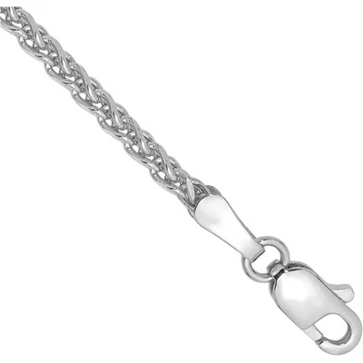 14K Solid White Gold 2.1mm Spiga Wheat Link Chain Bracelet - Image 1 of 4
