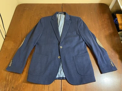 2024 CORTEFIEL Blue Sport Coat Suit Blazer L Large Elbow Patch Cotton Tail. Slim - Image 1 of 4