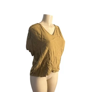 Women M Madewell Short Sleeved V-Neck Olive Green Button Back Blouse Shirt Top - Picture 1 of 6