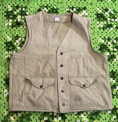 Vtg Filson Cruiser Vest Sz 40 Hunting Fishing Camping Hiking USA Cotton Used - Image 1 of 4