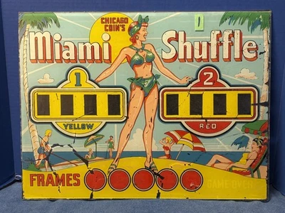 Moneda Miami Shuffle Chicago original As Is Colorful c1950 Rev. Vidrio trasero pintado Foto 1 de 4