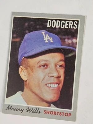 1970 年 Topps #595 Maury Wills 洛杉矶道奇队优秀卡被扫描 — 第 1/2 张图片