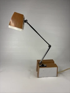 Vintage MCM Hamilton Industrial #2052 Brown Folding Portable Lamp WORKS - Picture 1 of 12