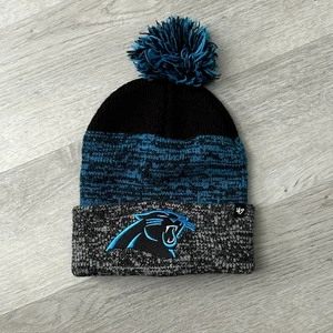 Carolina Panthers '47 Brand Knit Beanie Hat Cap Adult OS Cuffed Pom NFL Football - Picture 1 of 7