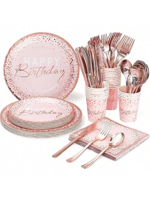 175 PIEZAS Platos y Servilletas Feliz Cumpleaños Suministros de Fiesta Plato de Comedor Desechable Foto 1 de 4