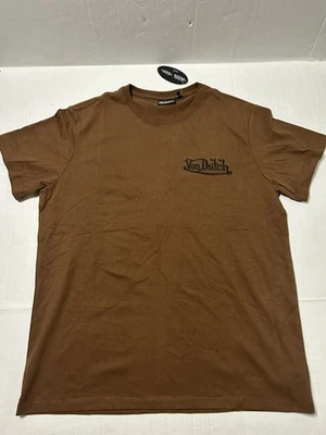 Von Dutch T Shirt Brown Embroidered Band Double Sided Size Large NWT NEW - Image 1 of 4