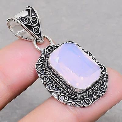 Colgante vintage de joyería de moda hecha a mano con piedras preciosas de ópalo lechoso rosa 1,80" SR 2016 Foto 1 de 4