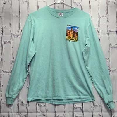 Bryce Canyon National Park Long Sleeve Shirt Size Medium Teal Graphic Delta Tag - Image 1 of 4