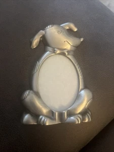 Silvertone dog frame 6 inches tall, frames a 3” x 2.25” picture of your pet G26b - Picture 1 of 4