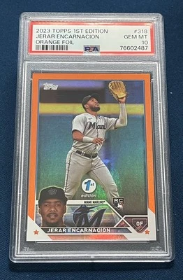 2023 Jerar Encarnacion Topps 1st Edition Orange Foil 8/75 SP GIANTS PSA 10 - Image 1 of 2