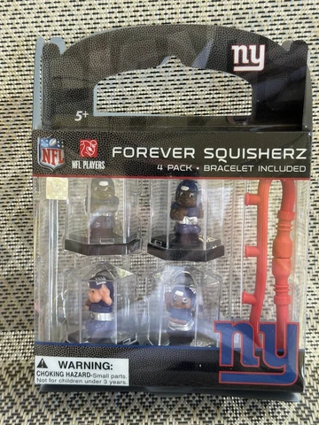 Giants NFL Football Forever Squisherz Lot Contains 4 Keychain Players 1 Bracelet Cover