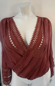 By Together Women’s Size Large NWT Burnt Orange Lace Hi Low Fall Winter Work - Picture 1 of 6