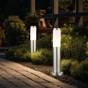 Außenstehleuchte Gartenlampe Wegelampe Edelstahl Pollerlampe H 45 cm 2er Set - Bild 1 von 8