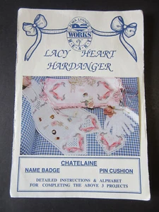 Alma Lynne's LACY HEART Hardanger patterns Pin Cushion Chatelaine Name Badge - Picture 1 of 4