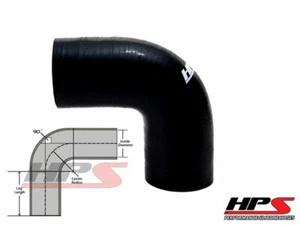 10" Leg, HPS 1.5" (38mm) 4-Ply Silicone 90 Degree Elbow Coupler Hose BLACK - Imagen 1 de 1